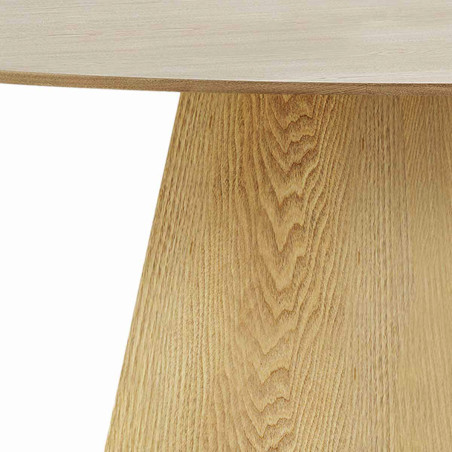 Table ovale 160 cm à pied central en MDF placage frêne - CARACA