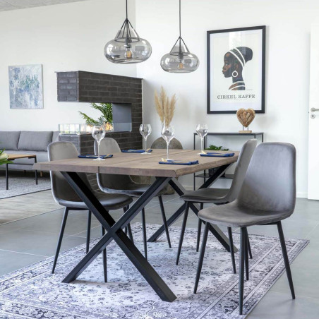 Table repas 140 cm chêne grisé et pieds acier - CIOIO