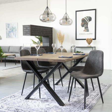 Table repas 140 cm chêne grisé et pieds acier - CIOIO