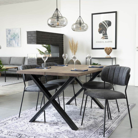 Table repas 140 cm chêne grisé et pieds acier - CIOIO