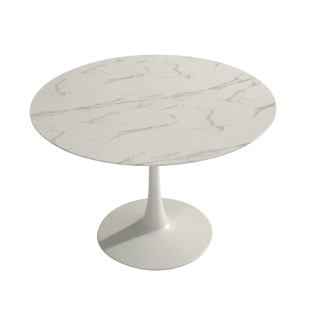 Table ronde Ø110 cm blanche motif craquelures - SCALEN