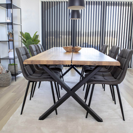 Table repas 200 cm plateau chêne et pieds acier - CIOIO