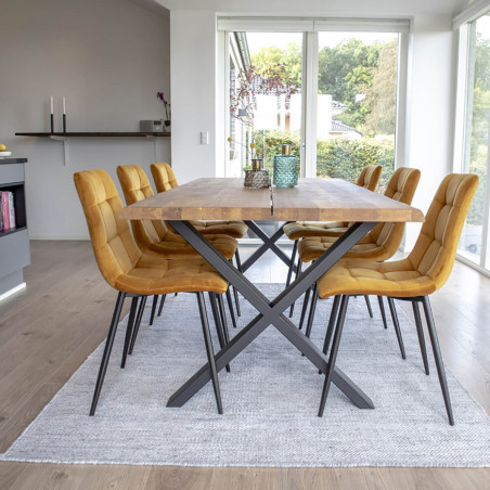 Table repas 200 cm plateau chêne et pieds acier - CIOIO