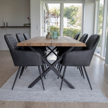 Table repas 200 cm plateau chêne et pieds acier - CIOIO