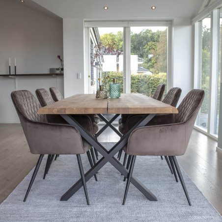 Table repas 200 cm plateau chêne et pieds acier - CIOIO