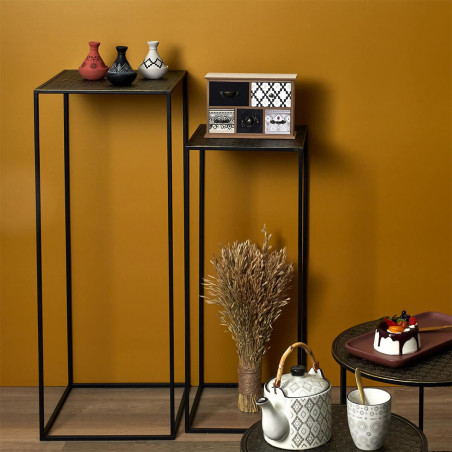 Sellettes gigognes métal aspect or vieilli - PRADO