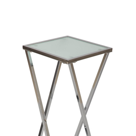 Sellette H75 cm en acier chromé et plateau verre - SALEN