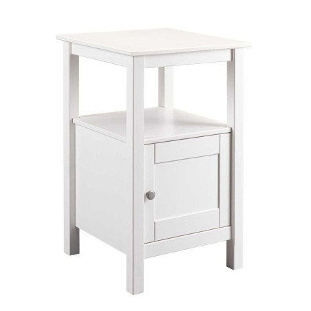 Table d'appoint 1 porte en pin massif vernis blanc - DORIOR