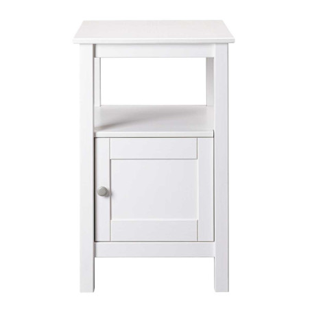 Table d'appoint 1 porte en pin massif vernis blanc - DORIOR