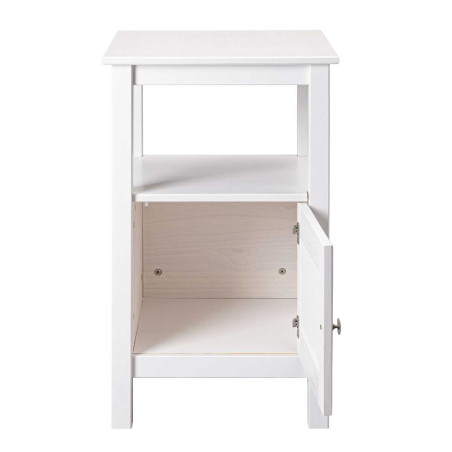 Table d'appoint 1 porte en pin massif vernis blanc - DORIOR