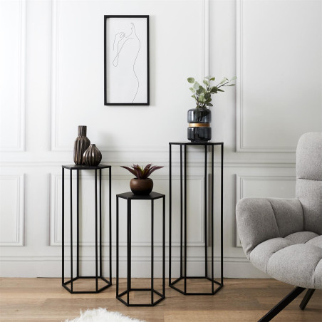 Lot de 3 Sellettes Gigognes Métal Noir - RAZIO