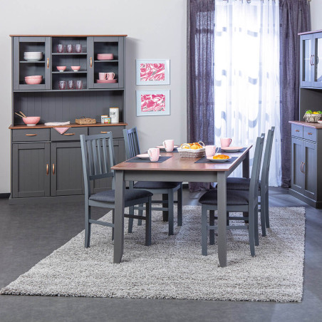 Table repas rectangulaire gris et naturel - MELIO