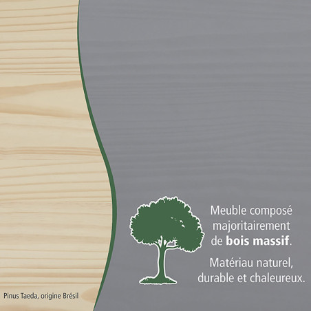 Table repas rectangulaire gris et naturel - MELIO