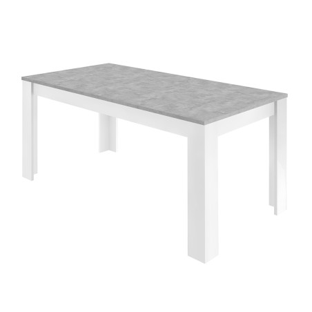 Table repas 180cm blanc laqué plateau aspect béton - OTELIA