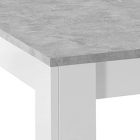 Table repas 180cm blanc laqué plateau aspect béton - OTELIA