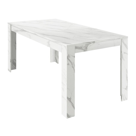 Table repas extensible aspect marbre blanc - PIRANA