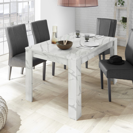 Table repas extensible aspect marbre blanc - PIRANA