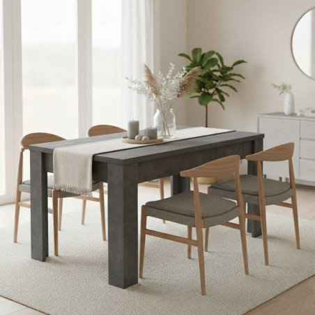 Table repas extensible plateau et pieds aspect minéral - OXYRA