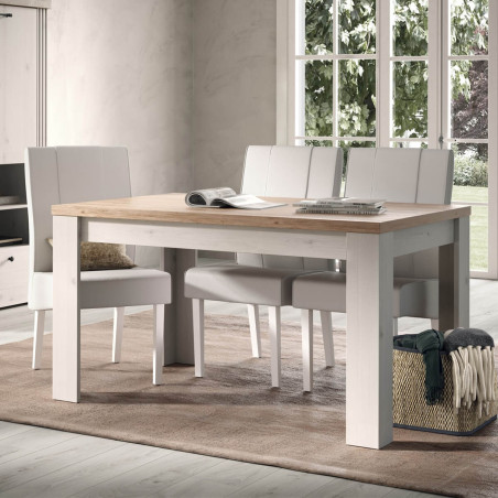 Table repas extensible aspect chêne blanchi et chêne clair - NASHIA