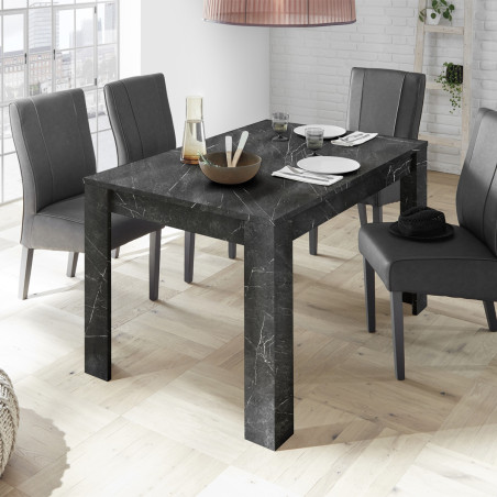 Table repas extensible aspect marbre gris anthracite - PIRANA