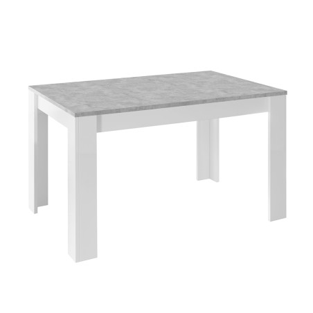 Table repas extensible blanc laqué plateau aspect béton - OTELIA