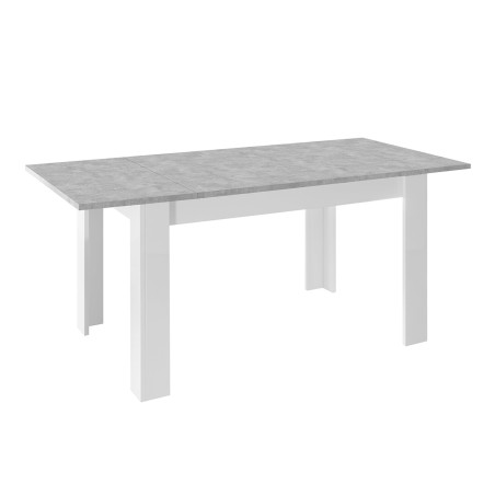Table repas extensible blanc laqué plateau aspect béton - OTELIA