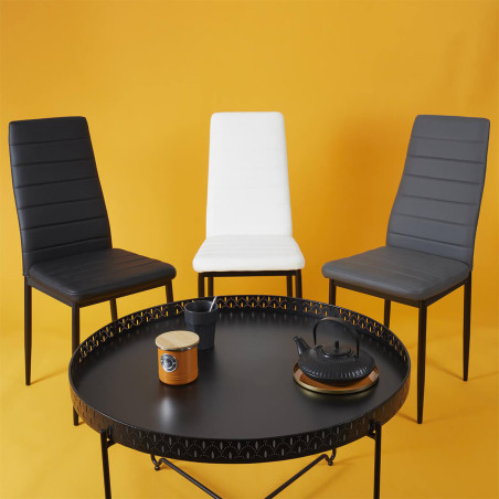 Table d'Appoint Noire Plateau Rond 78 cm - PALEON