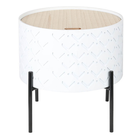 Table d'Appoint Ronde Blanche avec Coffre - CALVO