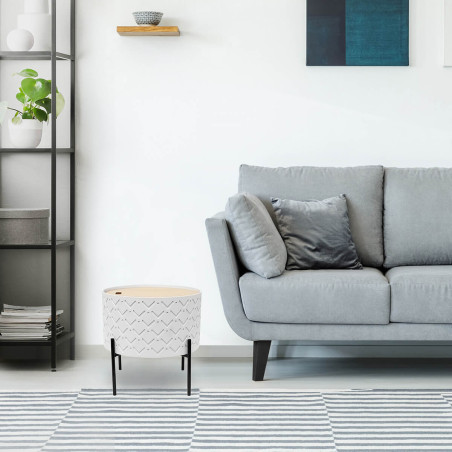 Table d'Appoint Ronde Blanche avec Coffre - CALVO