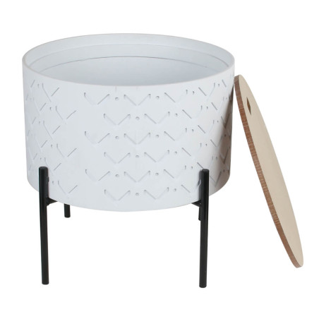 Table d'Appoint Ronde Blanche avec Coffre - CALVO
