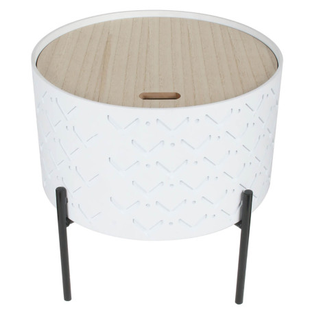 Table d'Appoint Ronde Blanche avec Coffre - CALVO