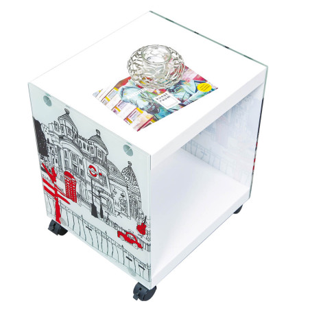 Table d’Appoint sur Roulettes Motif Londres - IRLAN