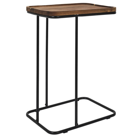 Bout de canapé en métal filaire et plateau acacia - LIVIA