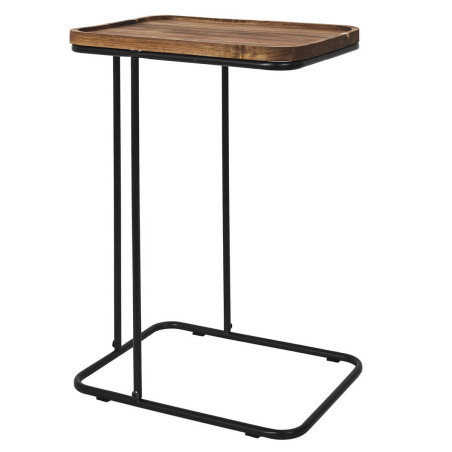 Bout de canapé en métal filaire et plateau acacia - LIVIA