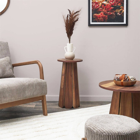 Bout de canapé en MDF plaquage acacia - LYLIA