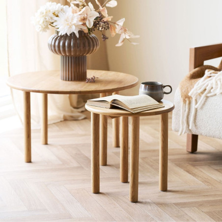 Table d'appoint ronde Ø40 cm en chêne naturel - JOSETTOR