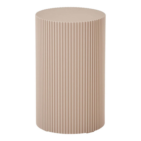 Bout de canapé cylindrique strillé en MDF beige - MADIRA
