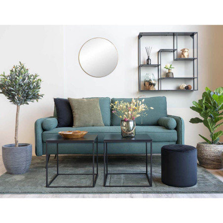 Bout de canapé carré acier noir aspect bois - HARNO