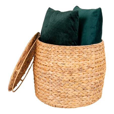 Table d'appoint coffre de rangement en jacinthe tressée - YACIA