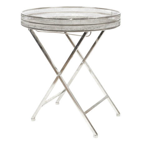 Table d'appoint décorative en métal argenté, pied pliable - QUAINA