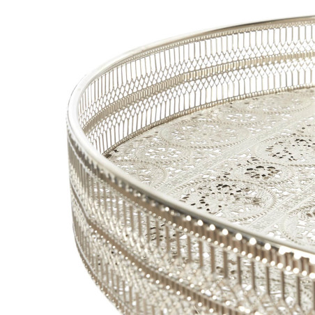 Table d'appoint décorative en métal argenté, pied pliable - QUAINA