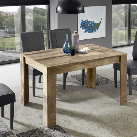 Table repas extensible plateau et pieds aspect bois - ANTIRA