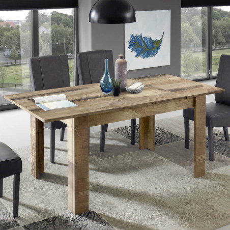 Table repas extensible plateau et pieds aspect bois - ANTIRA