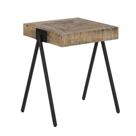 Table d'appoint rectangulaire en bois de manguier et métal noir - ECANEN