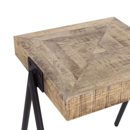 Table d'appoint rectangulaire en bois de manguier et métal noir - ECANEN