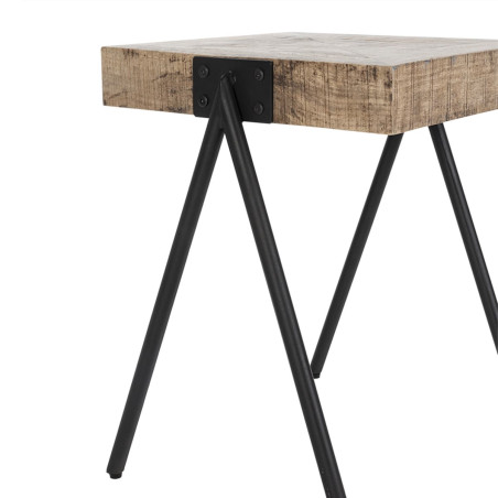 Table d'appoint rectangulaire en bois de manguier et métal noir - ECANEN