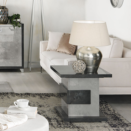 Table d’Appoint à Pied Central Gris Aspect Pierre - HOFIO