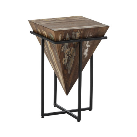 Table d'appoint H56cm pyramide inversée bois massif et métal noir - FINDEN