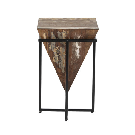 Table d'appoint H56cm pyramide inversée bois massif et métal noir - FINDEN