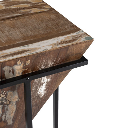 Table d'appoint H56cm pyramide inversée bois massif et métal noir - FINDEN
